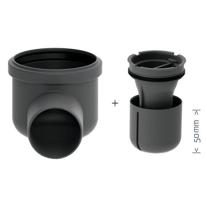 Unidrain 75 mm hjørneudløb med vandlås, uden studs, vandret