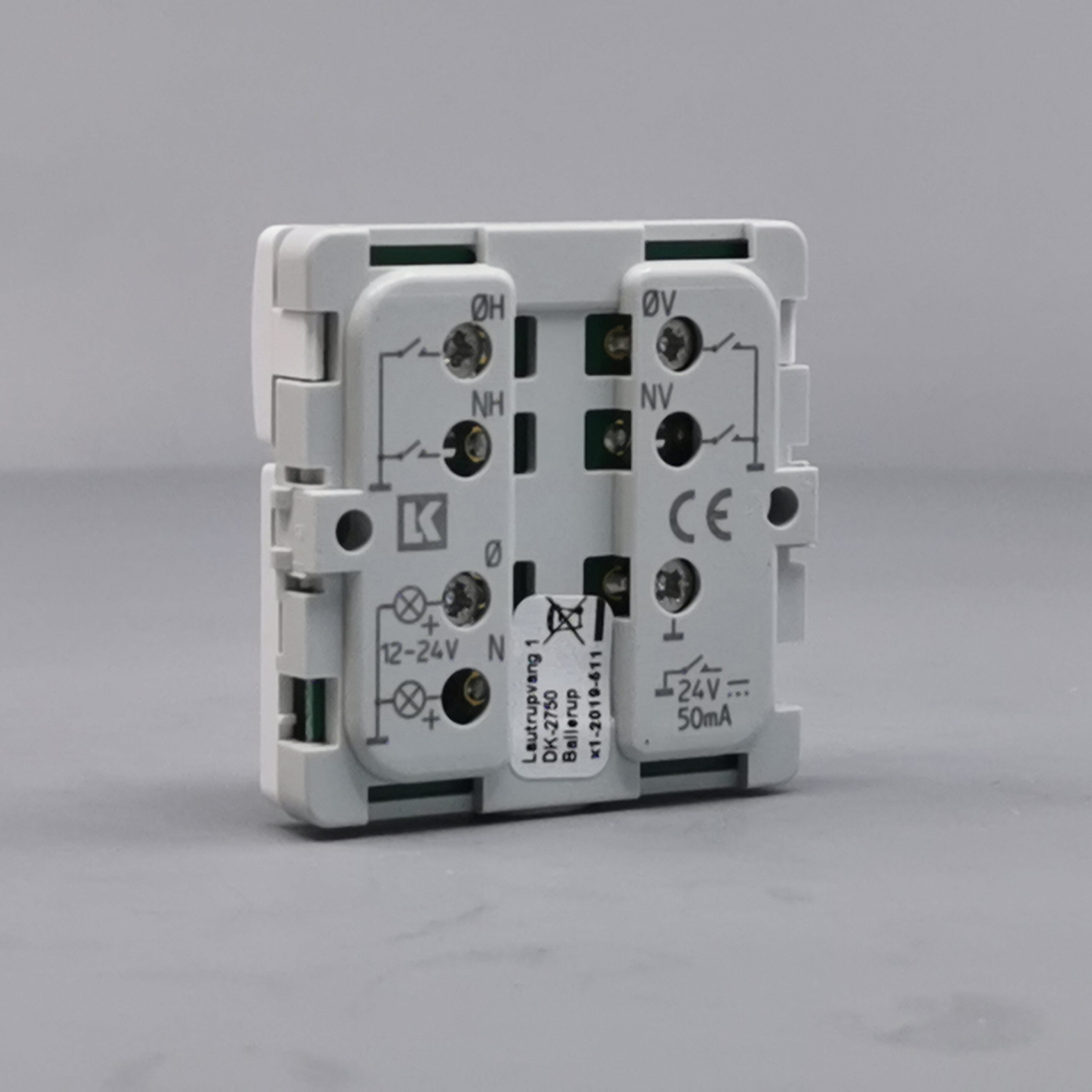 Fuga Svagstrømstryk 2 slutte og 1 lysdiode hvid