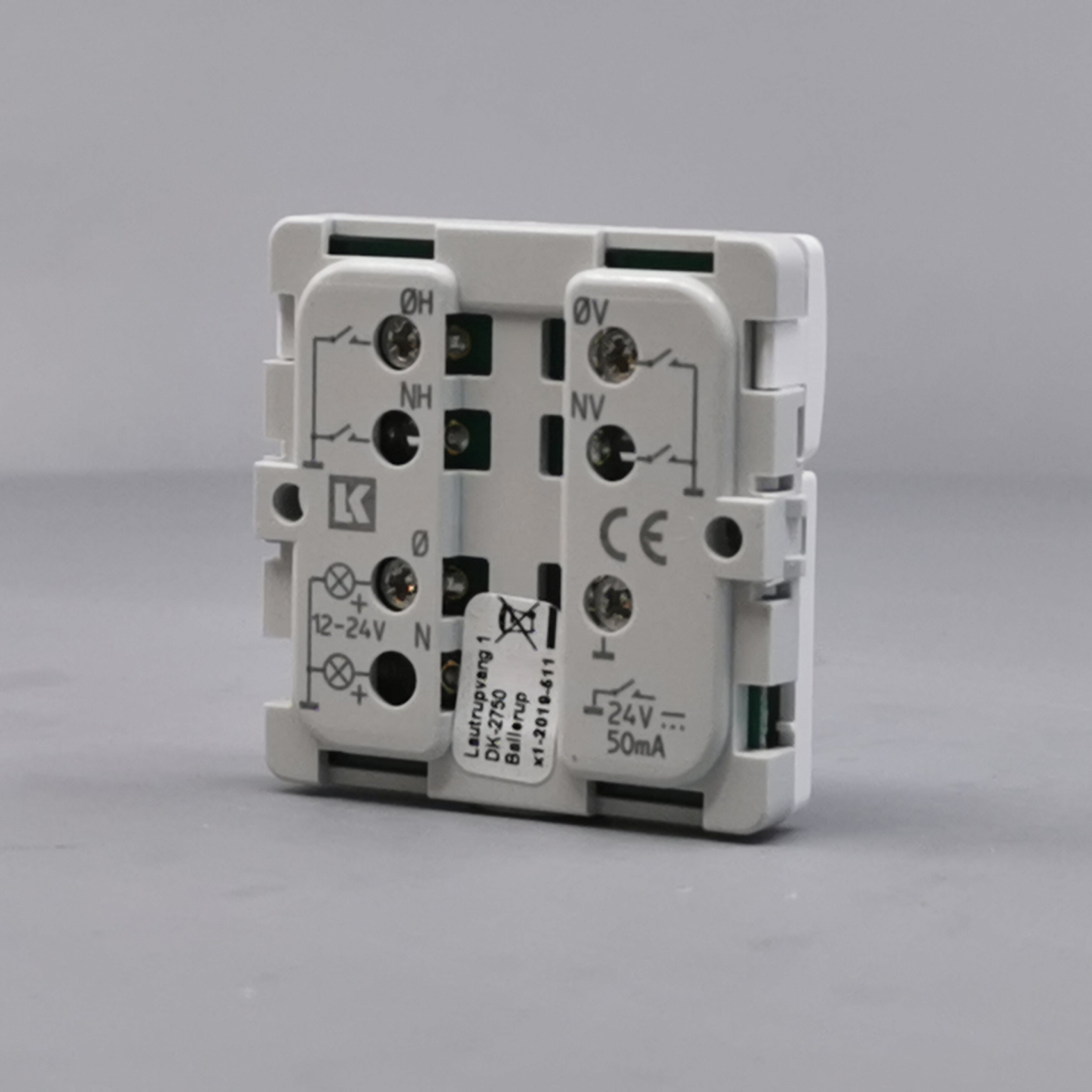 Fuga Svagstrømstryk 2 slutte og 1 lysdiode hvid