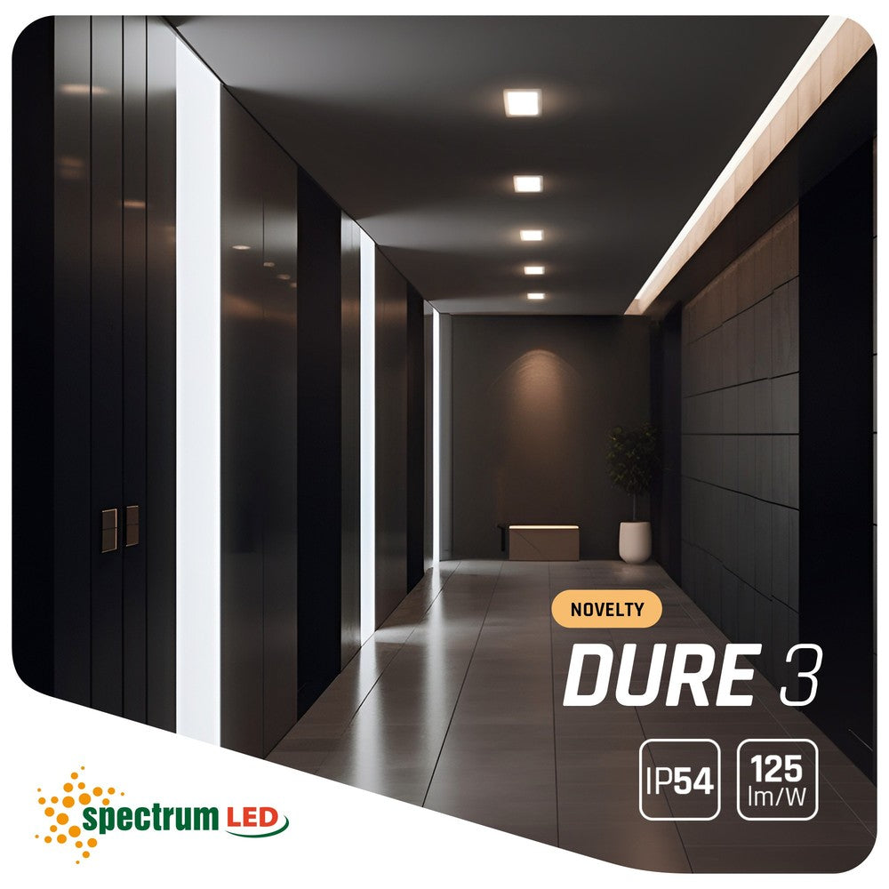 Spectrum 18W LED indbygningspanel - Hul: 14,5 x 14,5 cm, Mål: 17 x 17 cm, IP54 udendørs - 230V
