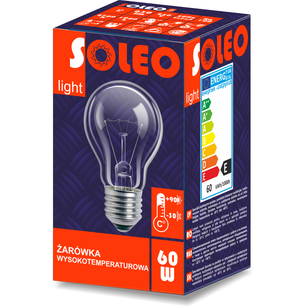 40W SOLEO E27 glødetrådspære med 420lm og dæmpbar funktion (A55)