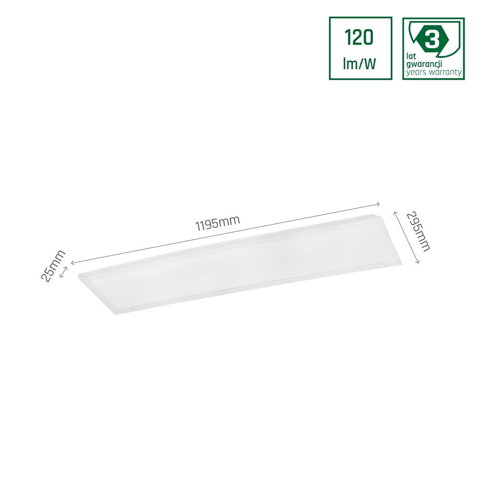 Spectrum 120x30 Bageley LED panel - 40W, hvid kant