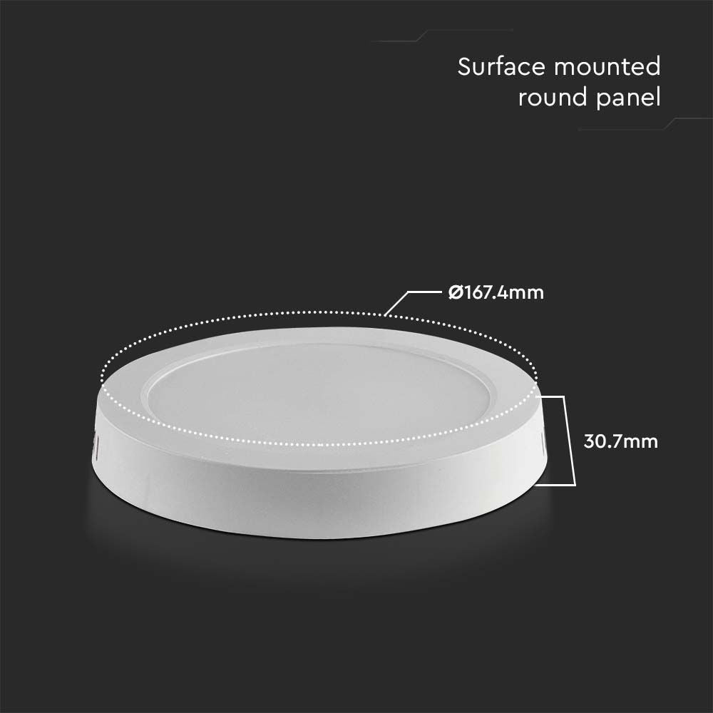 V-Tac 12W LED loftslampe - Ø17cm, H: 3cm, hvid kant, inkl. lyskilde (1200lm, RA80)