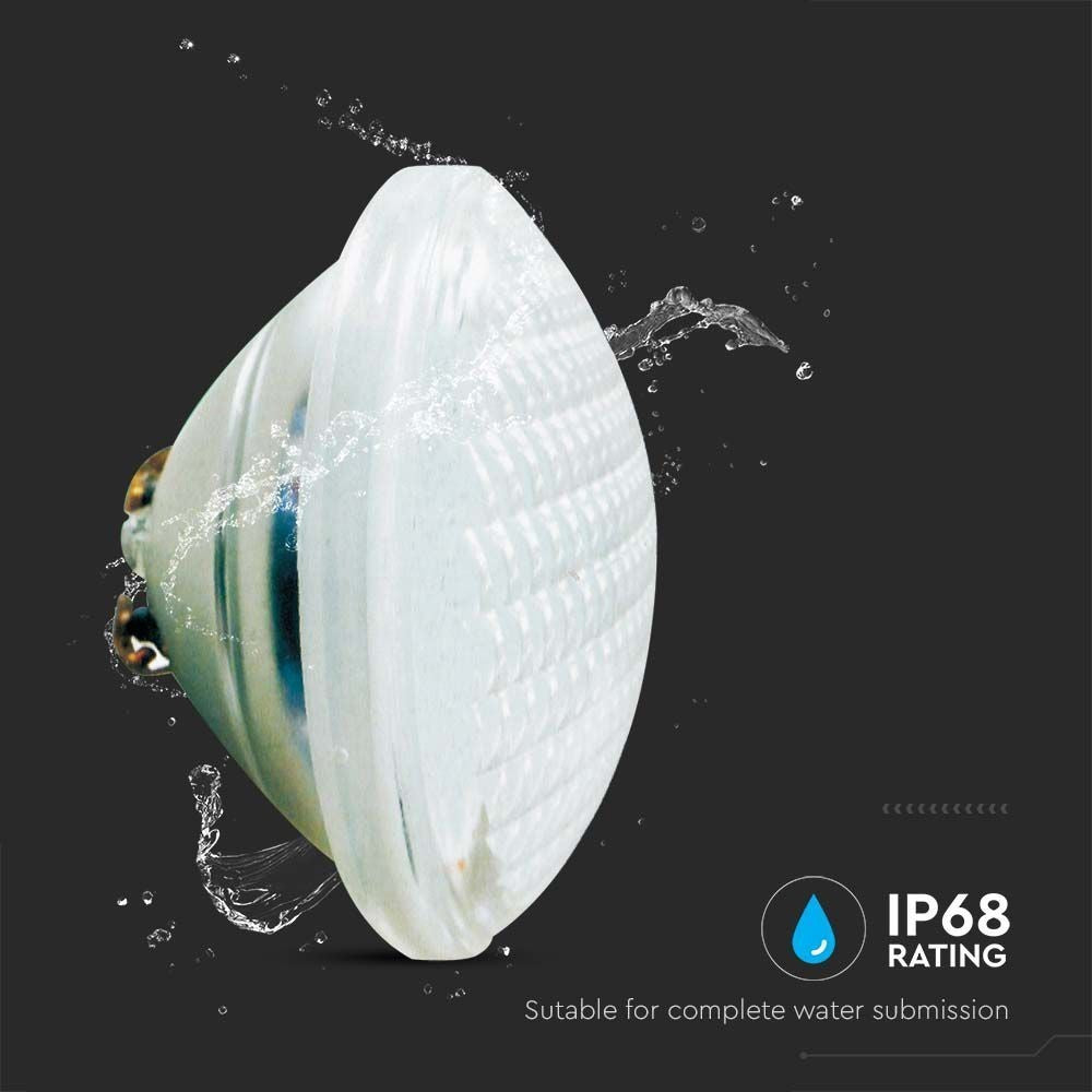 V-Tac vandtæt LED pool pære - 18W, glas, IP68, 12V, PAR56