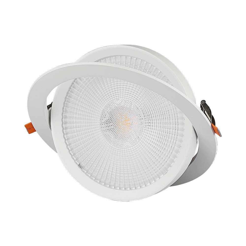 V-Tac 30W LED spotlight til indbygning med Samsung LED chip - Hul: Ø19,5 cm, Mål: Ø22,5 cm, 3,8 cm høj