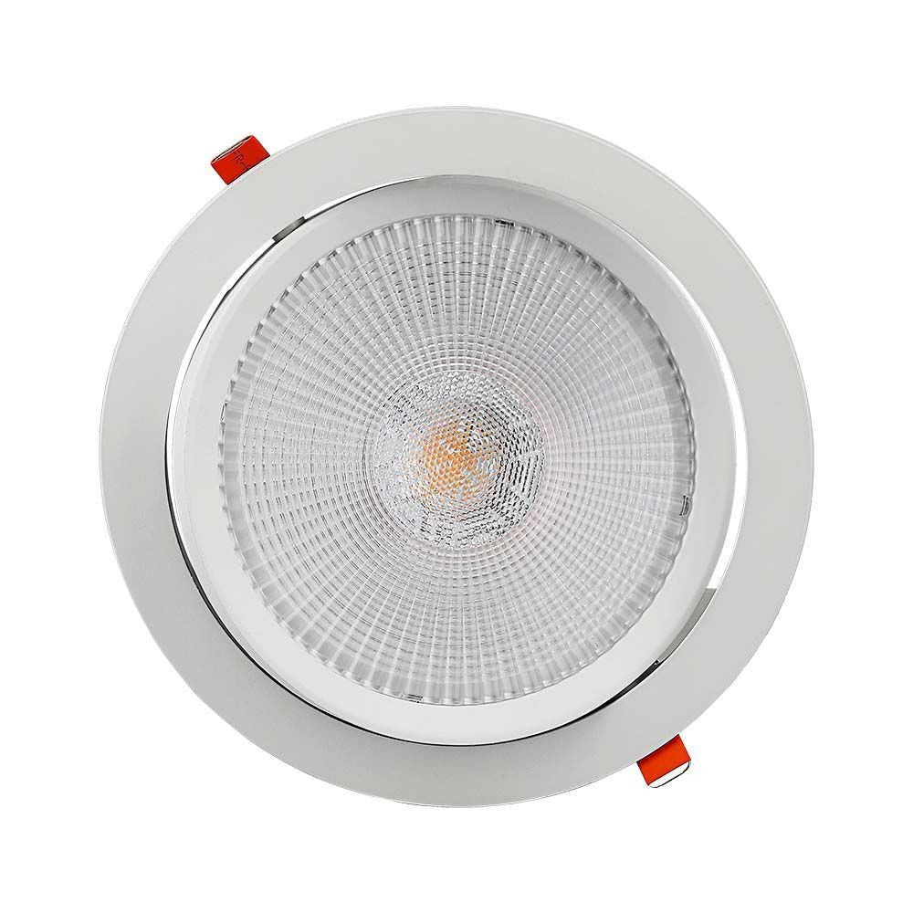 V-Tac 30W LED spotlight til indbygning med Samsung LED chip - Hul: Ø19,5 cm, Mål: Ø22,5 cm, 3,8 cm høj