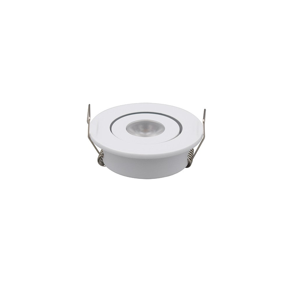 1W LED Indbygningsspot Hvid - Dæmpbar, Erstatter 15W, 12V/24V, Ø4,2 cm hul, Ø5,2 cm mål, 2,2 cm høj, 95lm, RA82