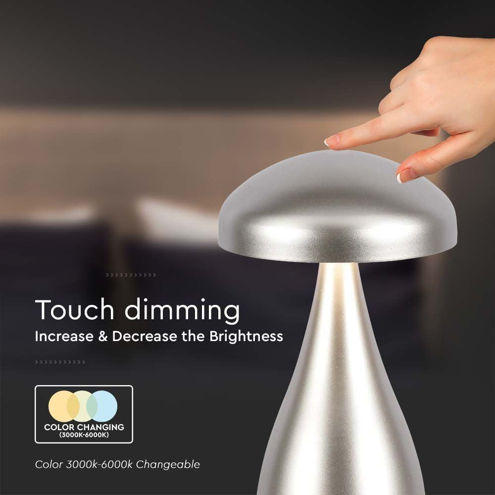 V-Tac Opladelig CCT Bordlampe - Champagne/Guld, IP20, Touch Dæmpbar, Model Mini, 1W, 55lm