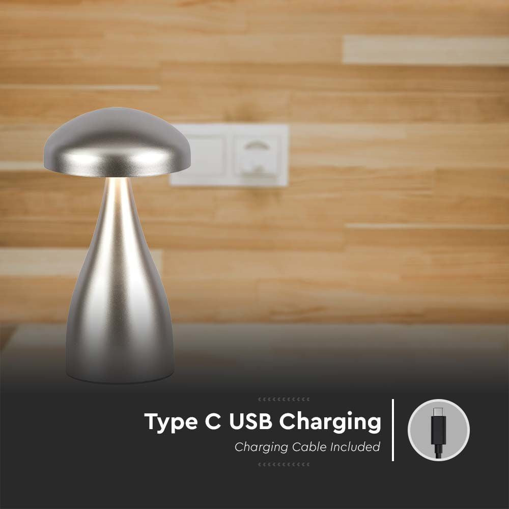 V-Tac Opladelig CCT Bordlampe - Champagne/Guld, IP20, Touch Dæmpbar, Model Mini, 1W, 55lm