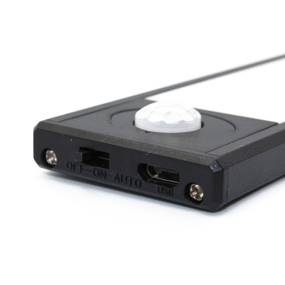 Genopladelig PIR Sensor Skabsbelysning - Sort, 20cm, 1W, USB Input, 80lm, RA80, Flicker Free