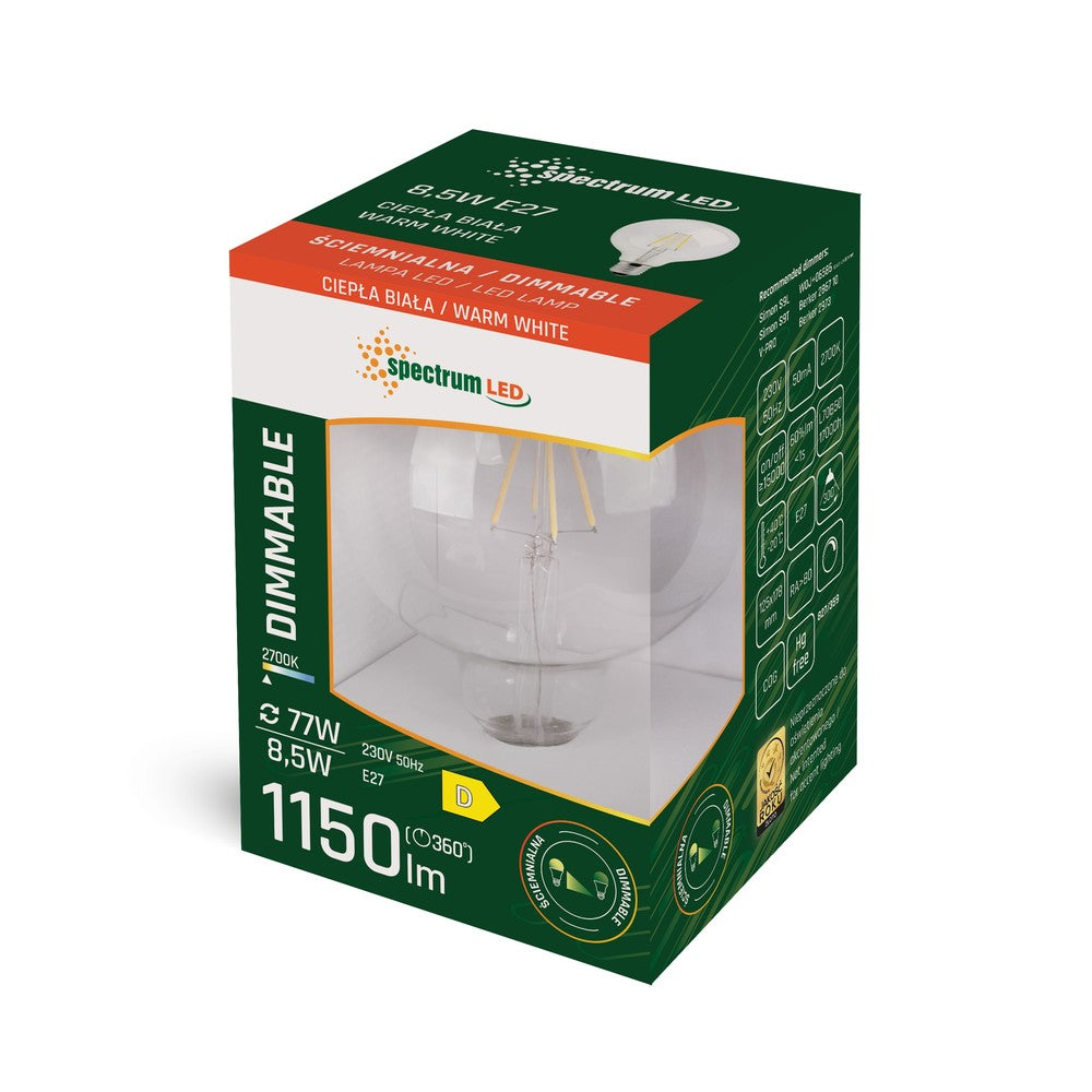 Spectrum 8.5W LED Globepære - Dæmpbar, E27, 1150lm, RA80
