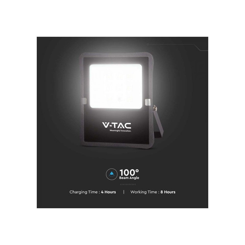 V-Tac 300W Solcelle projektør LED - Sort, inkl. solcelle, fjernbetjening, IP65. Effekt: 20W. 2400lm. RA80. IP65.
