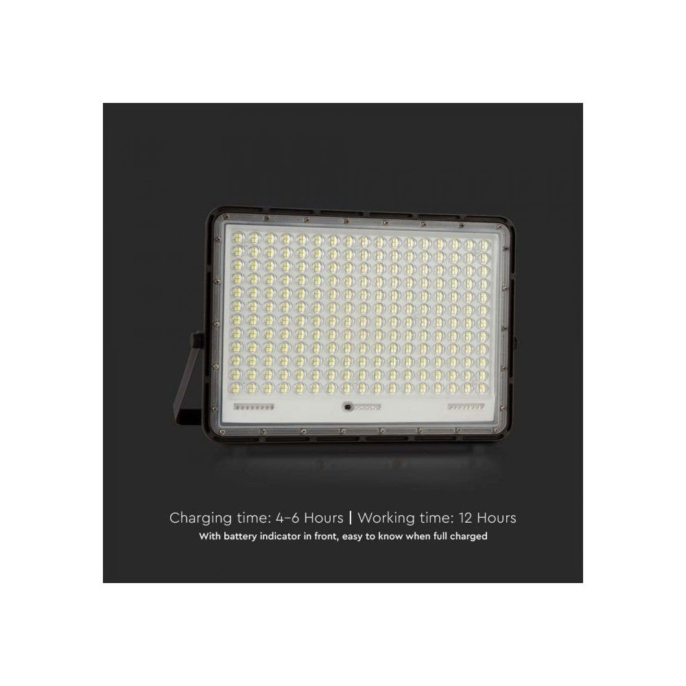 V-Tac 240W Solcelleprojektør LED - Sort inkl. solcelle, fjernbetjening, batteri - IP65 | 2600lm, RA80