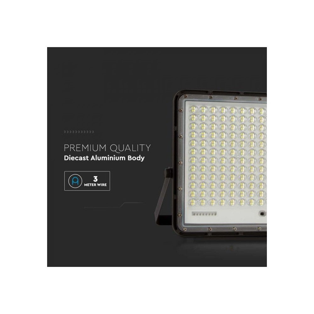 V-Tac 240W Solcelleprojektør LED - Sort inkl. solcelle, fjernbetjening, batteri - IP65 | 2600lm, RA80
