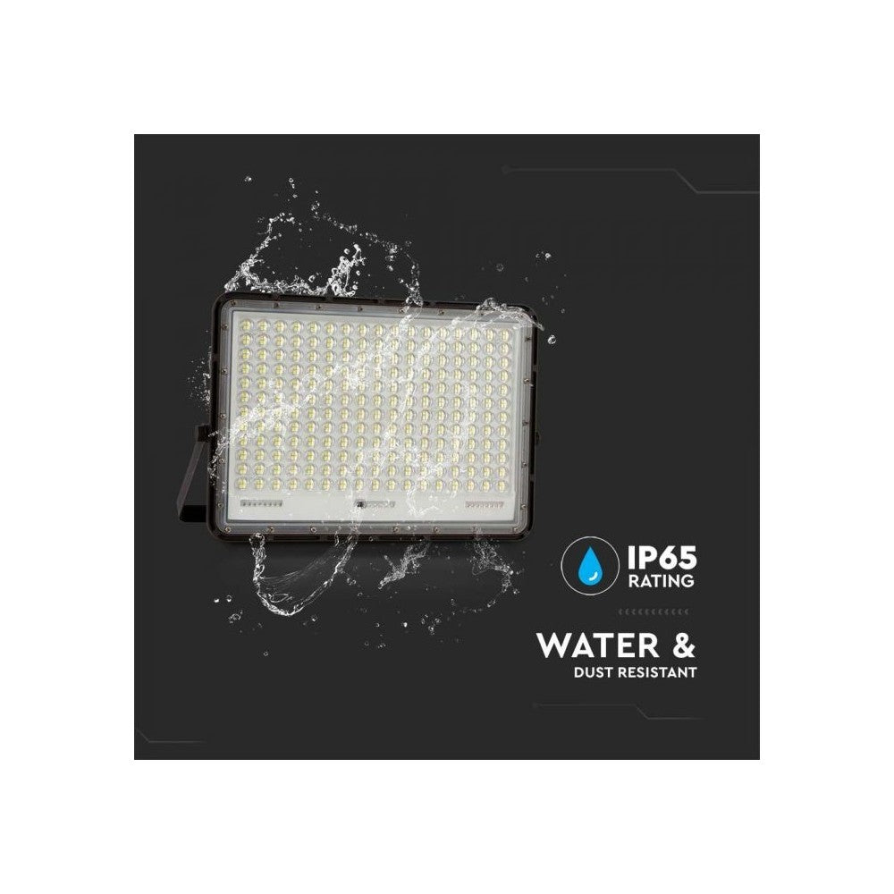V-Tac 240W Solcelleprojektør LED - Sort inkl. solcelle, fjernbetjening, batteri - IP65 | 2600lm, RA80