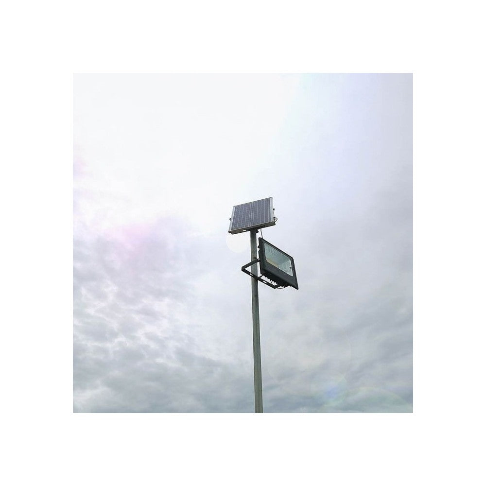 V-Tac 40W Solcelle Projektør LED - Sort, inkl. solcelle, fjernbetjening, IP65
