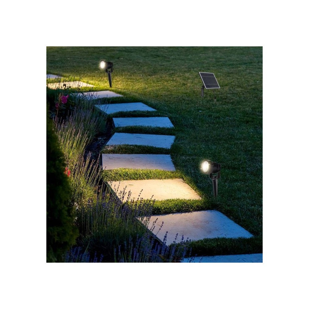 V-Tac Sorte Solcelle Havelamper med LED (3x1.2W) - Inkluderer Spyd og har IP65 Vandtæthed - 3 års Producentgaranti