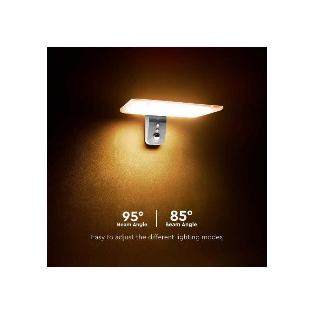 V-Tac 15W Solcelle væglampe LED - Hvid, sensor, Vandtæt, 2000lm, 3 års garanti