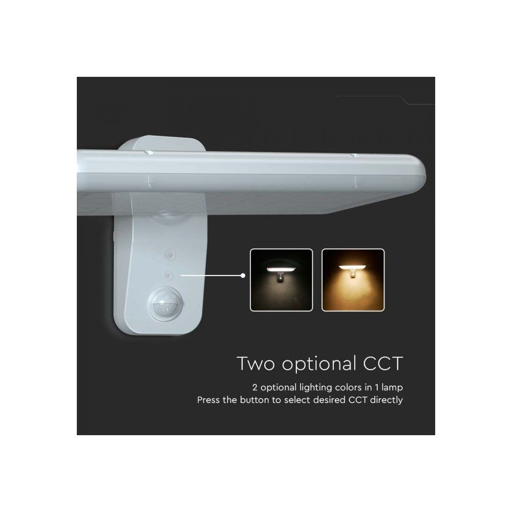 V-Tac 15W Solcelle væglampe LED - Hvid, sensor, Vandtæt, 2000lm, 3 års garanti