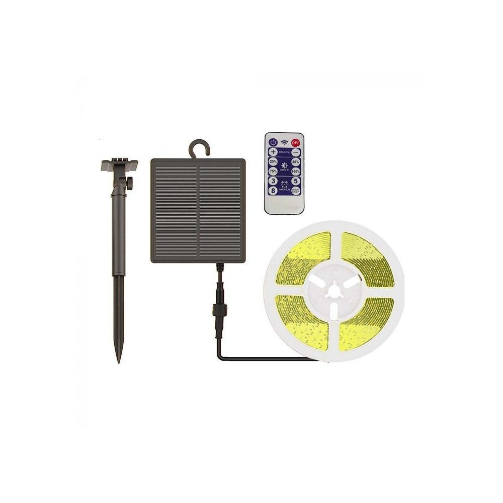 V-Tac 1.2W LED Solcelle strip - 5 meter, fjernbetjening, Vandtæt IP67