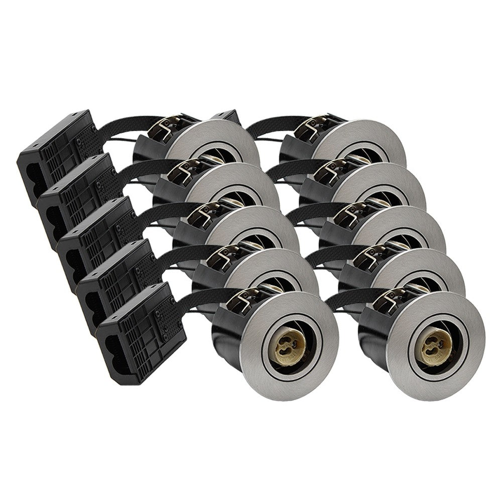 10 stk. Inno88 indbygningspotter inkl. 6W RA97 GU10, børstet alu, IP44, godkendt i isolering - 230V input