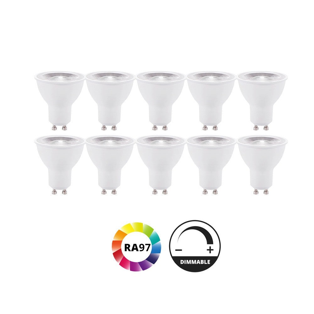 10 stk. Inno88 indbygningspotter inkl. 6W RA97 GU10, børstet alu, IP44, godkendt i isolering - 230V input