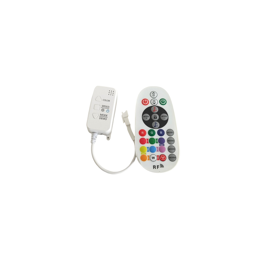 RGBIC kontroller med fjernbetjening - Infrarød, 12V/24V, op til 288W, RGB LED lysstyring
