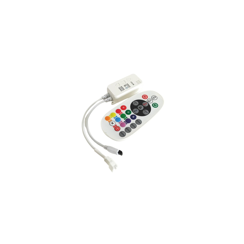 RGBIC kontroller med fjernbetjening - Infrarød, 12V/24V, op til 288W, RGB LED lysstyring
