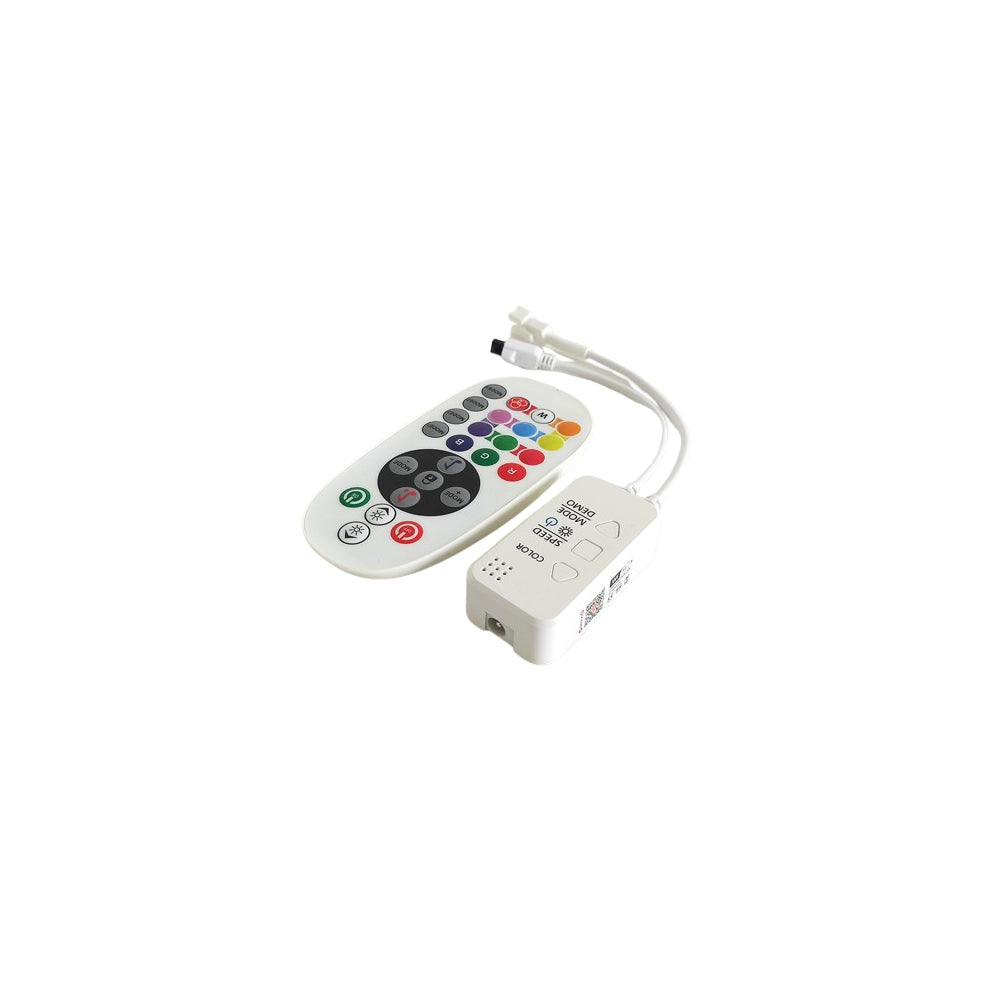 RGBIC kontroller med fjernbetjening - Infrarød, 12V/24V, op til 288W, RGB LED lysstyring