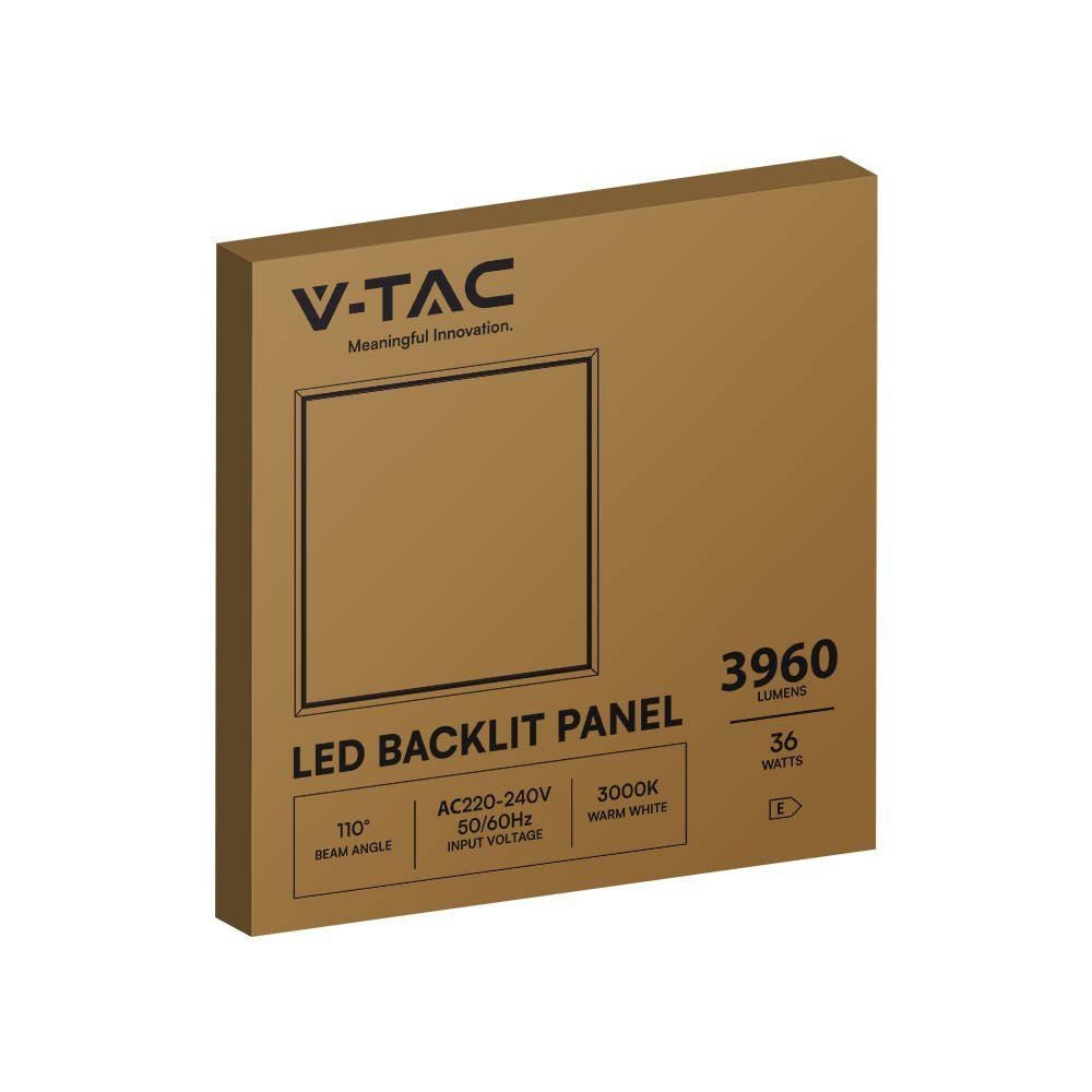V-Tac LED panel - 36W, hvid kant (60x60)