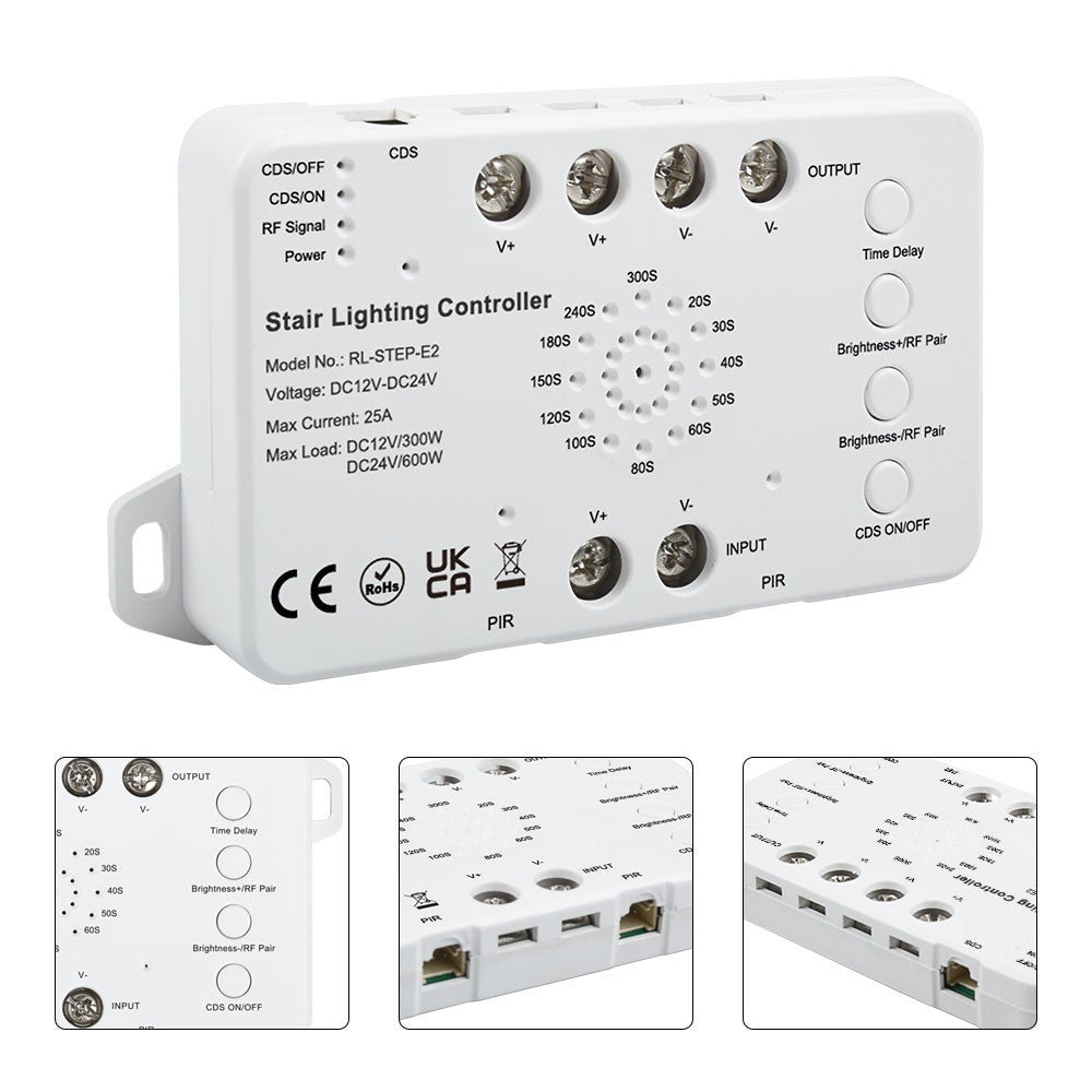 Trappe LED COB stripsæt med sensor og fjernbetjening - Op til 16 trin, 11W pr. trin, 24V, IP20, effekt 176W