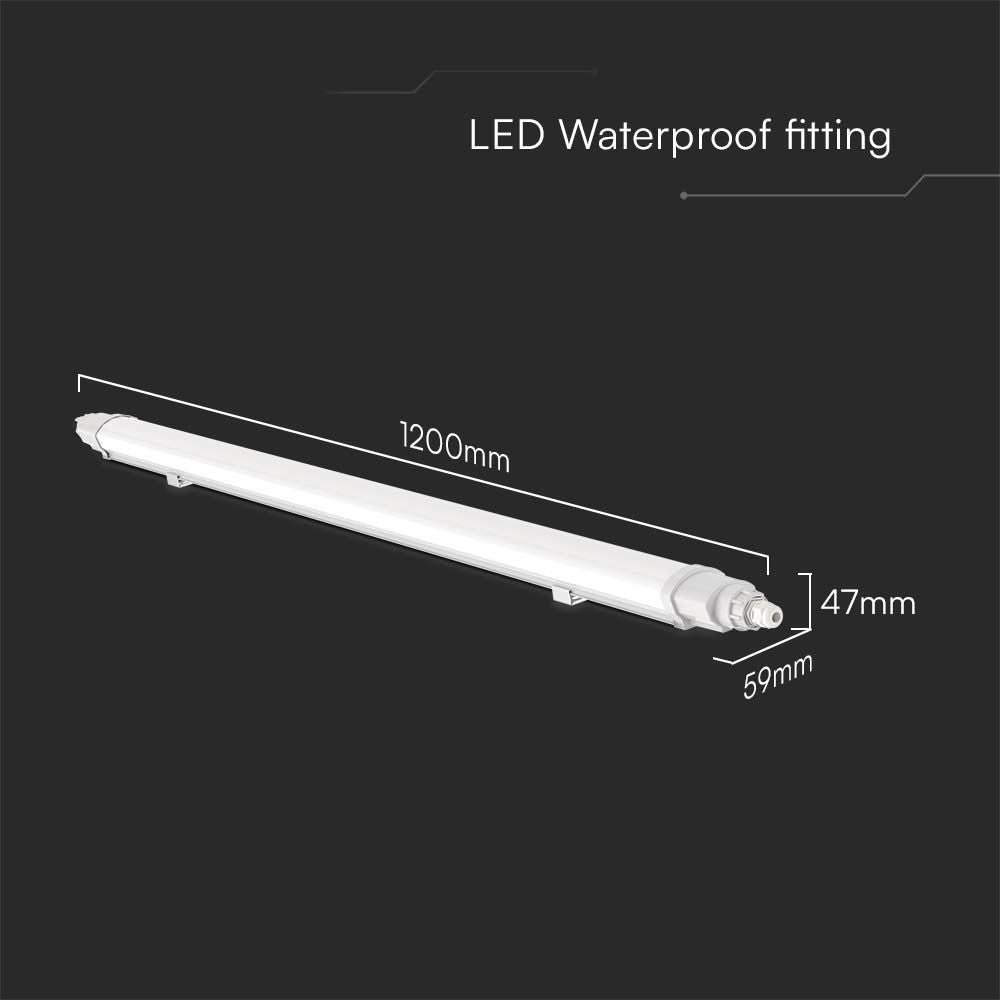V-Tac Vandtæt LED armatur - 36W, 120 cm, IP65, 230V, 3900lm