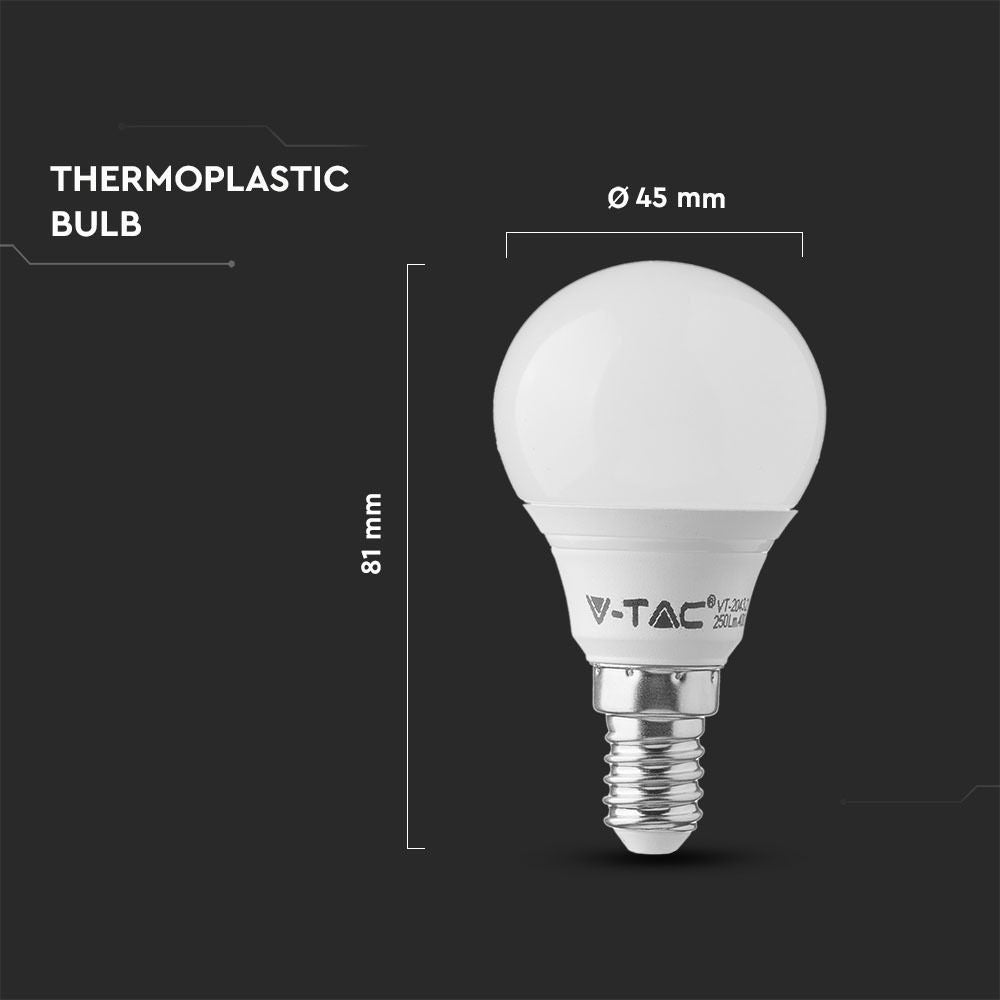 V-Tac 4W LED pære - P45, E14, 320lm, RA80, 230V