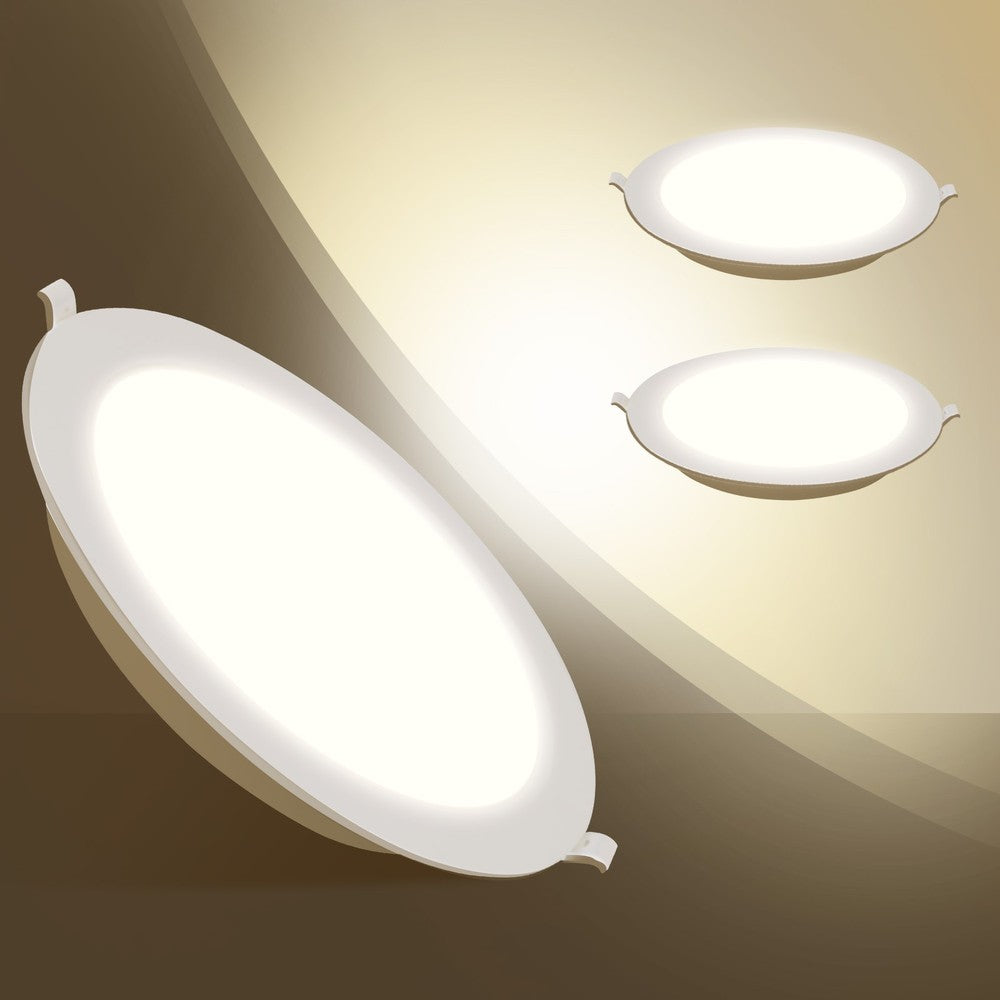 LED E6 Baggrundsbelyst Indbygningsspot, 18W, 4000K, Ø190-200mm Udskæring, Rund, Plan Montering