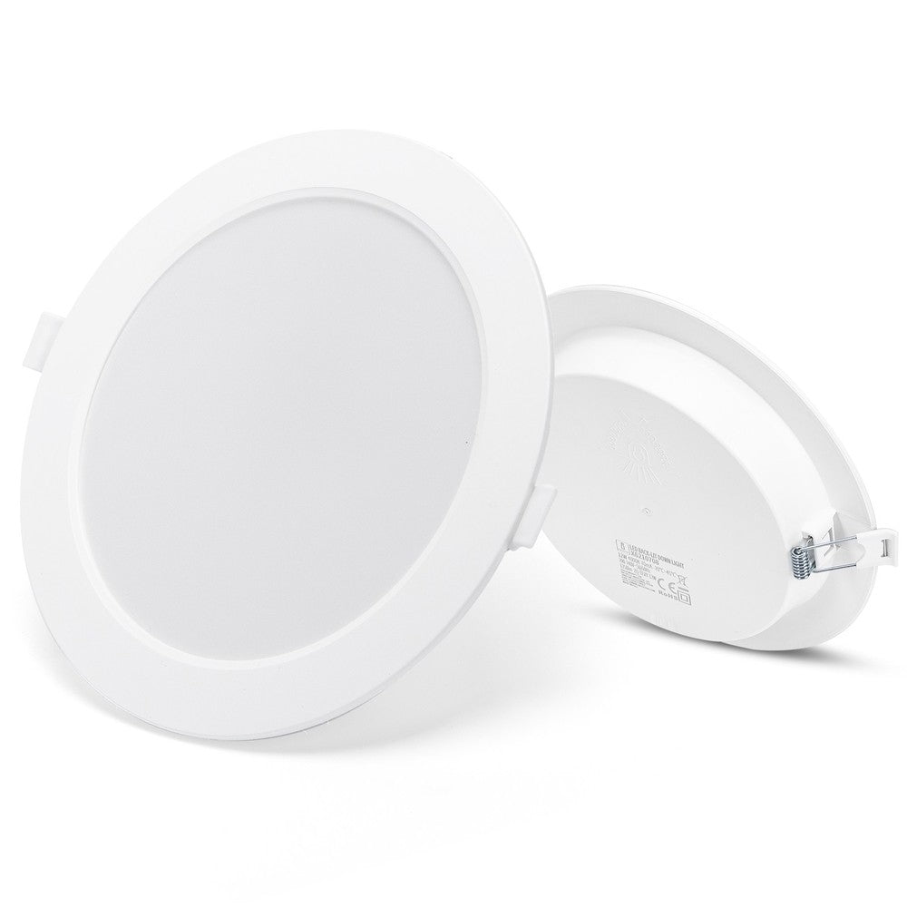 LED E6 Baggrundsbelyst Indbygningsspot, 18W, 4000K, Ø190-200mm Udskæring, Rund, Plan Montering