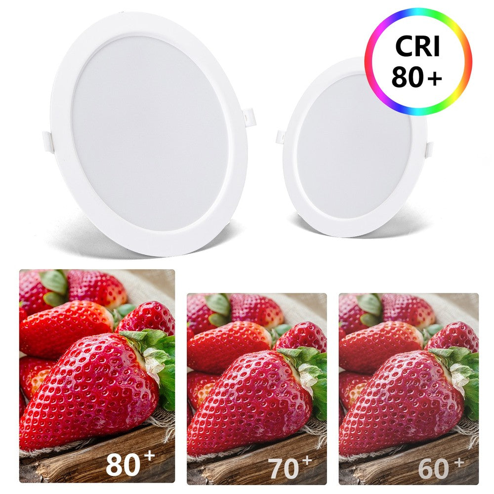 LED E6 Baggrundsbelyst Indbygningsspot, 18W, 4000K, Ø190-200mm Udskæring, Rund, Plan Montering