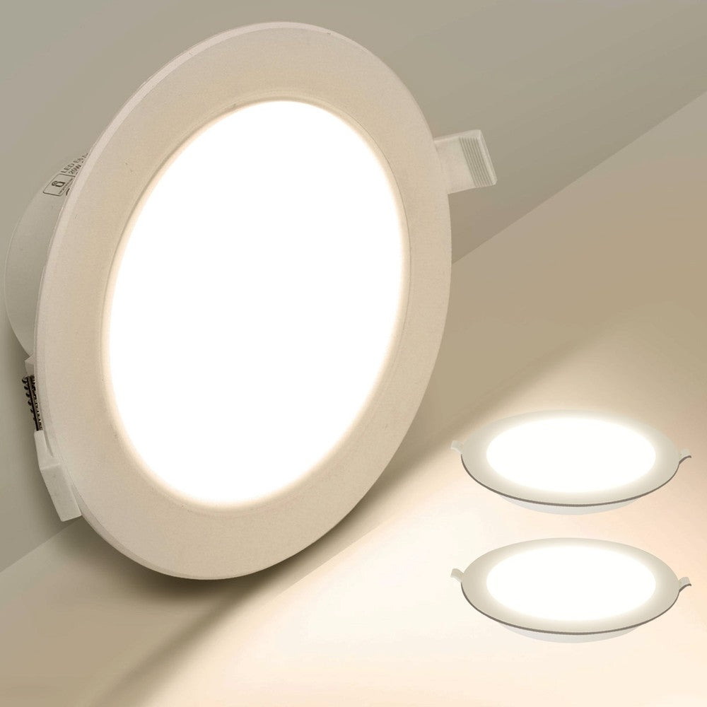 LED E6 Baggrundsbelyst Indbygningsspot, 18W, 4000K, Ø190-200mm Udskæring, Rund, Plan Montering