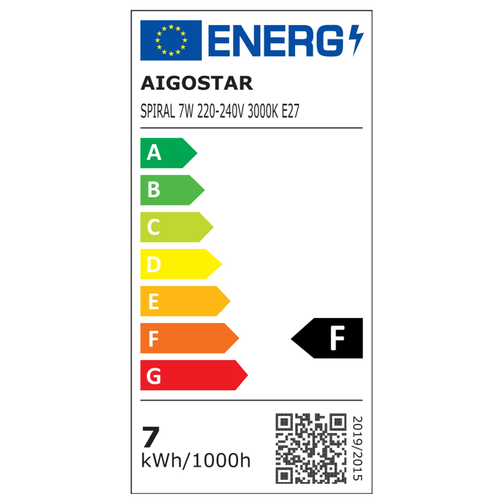 LED B5 Spiral 7W E27 3000K 620lm RA80 3 års producentgaranti
