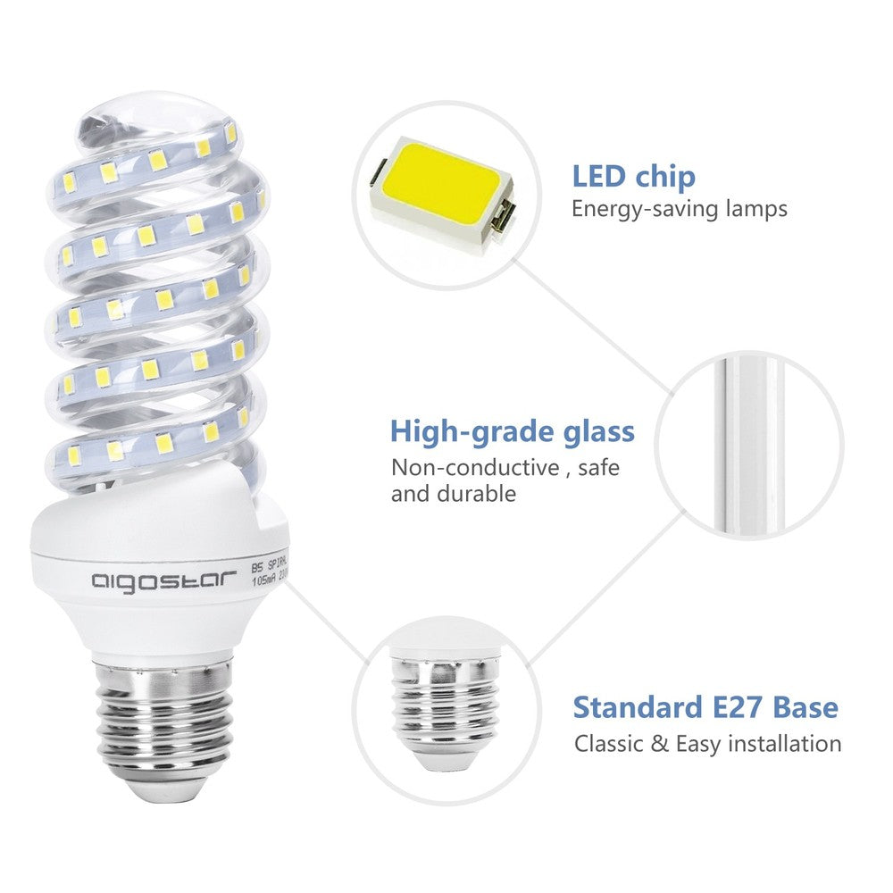 LED B5 Spiral 7W E27 3000K 620lm RA80 3 års producentgaranti