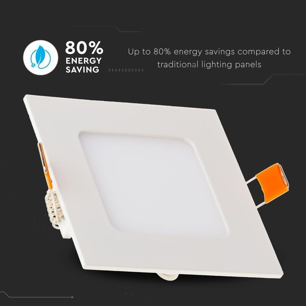 V-Tac 18W LED indbygningspanel - Hul: 20,5 x 20,5 cm, Mål:22,5 x 22,5 cm, 230V, 1500lm, RA80, Flicker free
