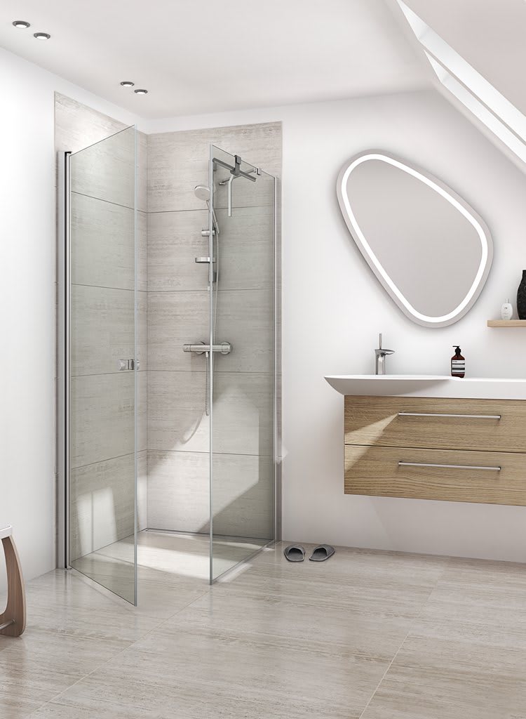 Dansani Match Fast væg 200*87-89 cm, klart glas