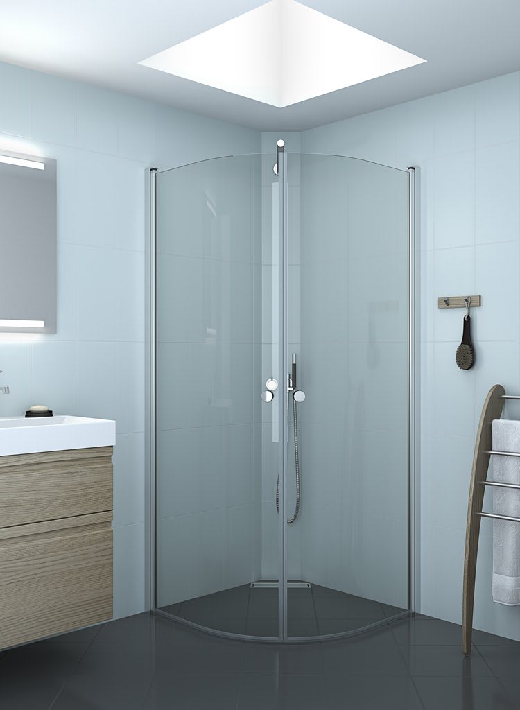 Dansani Match Halvrund Brusedør 200*87-89 cm, klart glas