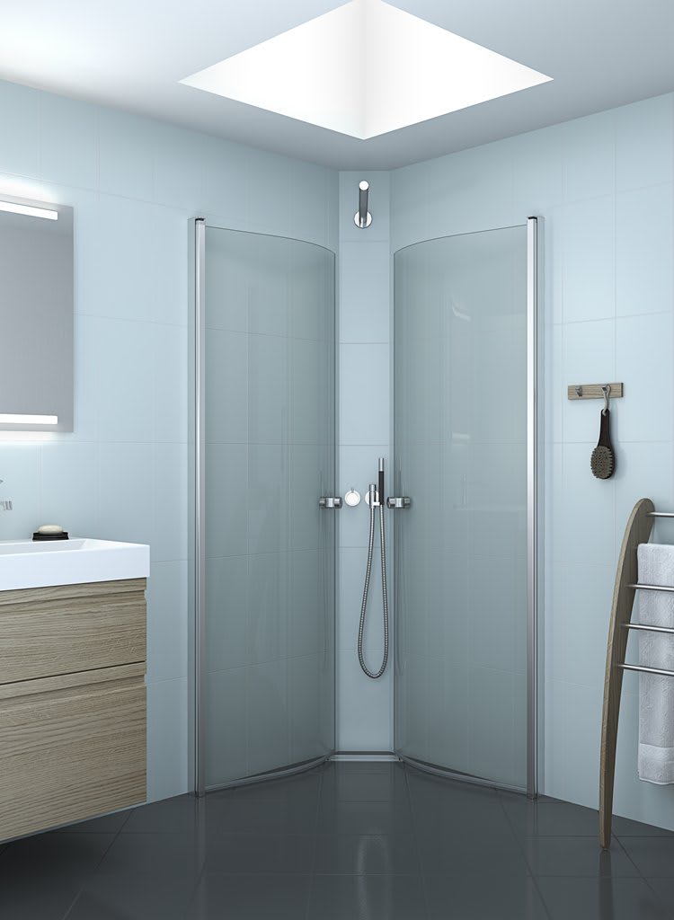 Dansani Match Halvrund Brusedør 200*87-89 cm, klart glas
