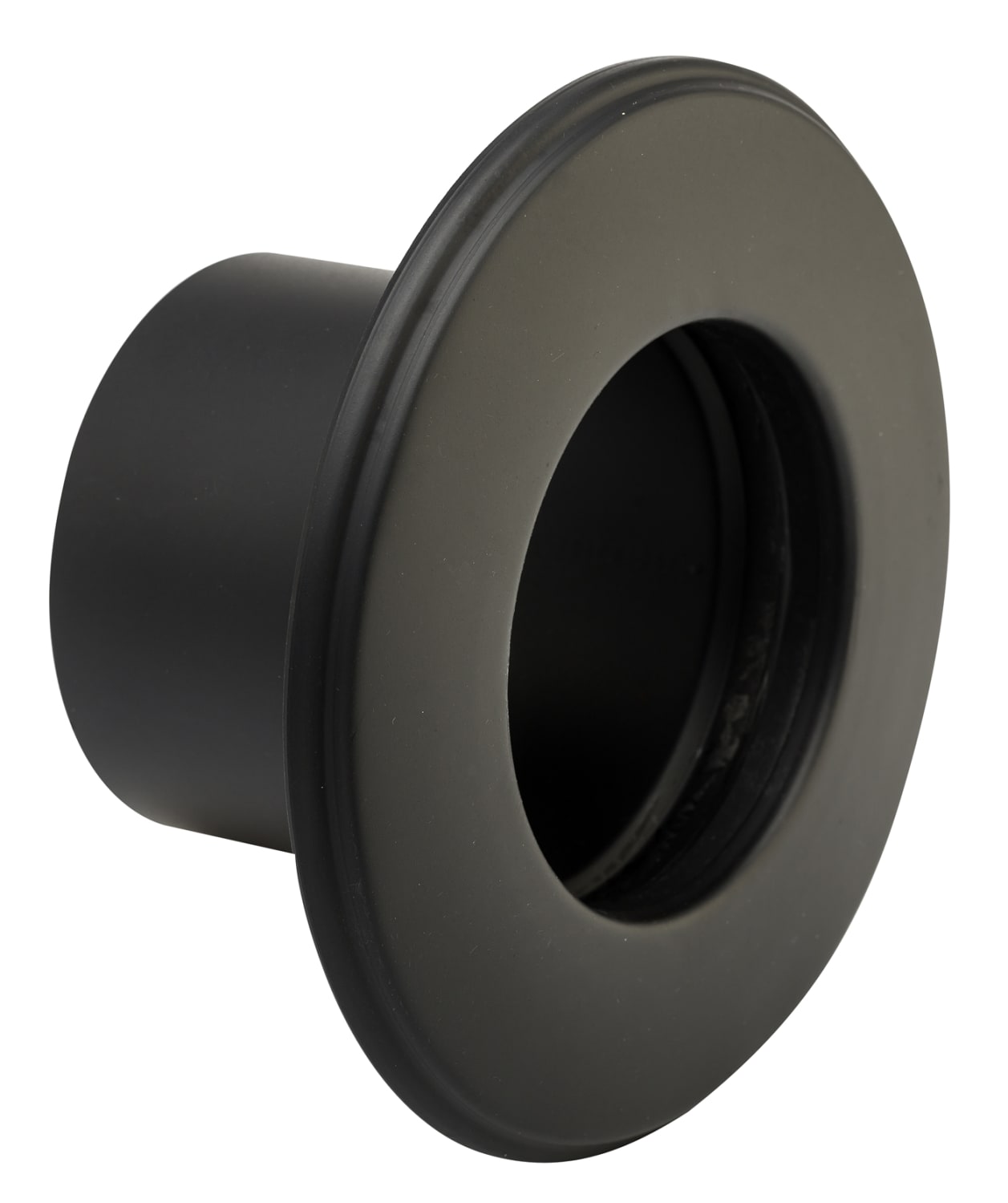 100mm Metalbestos sorte røgrør murbøsning med roset. Flange 45mm