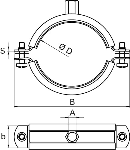 Samontec rørbøjle 159-165 mm M8/M10 tilslutning