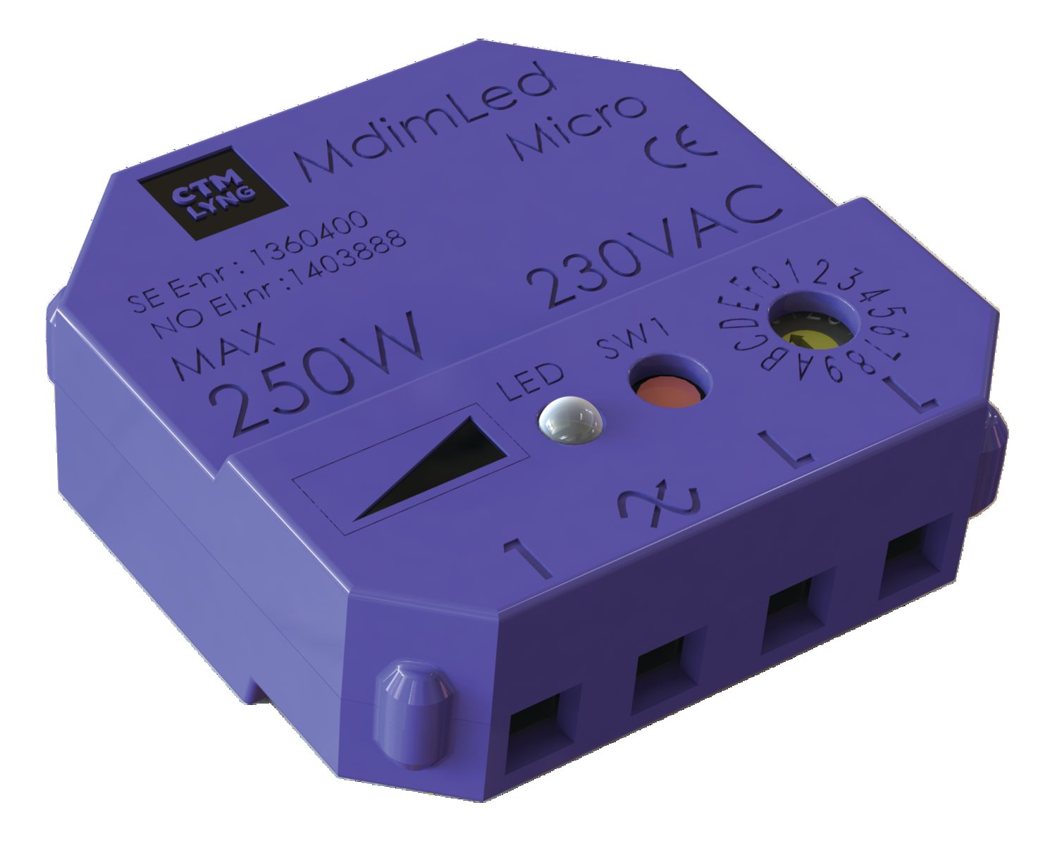 Lysdæmper MDIM LED micro dimmer 3-250W til indbygning