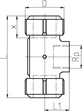 1/2" Primofit tee stål, rørgevind, stål