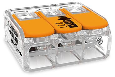 Samlemuffe 3x0,5-6 mm² transparent med orange pal, serie 221