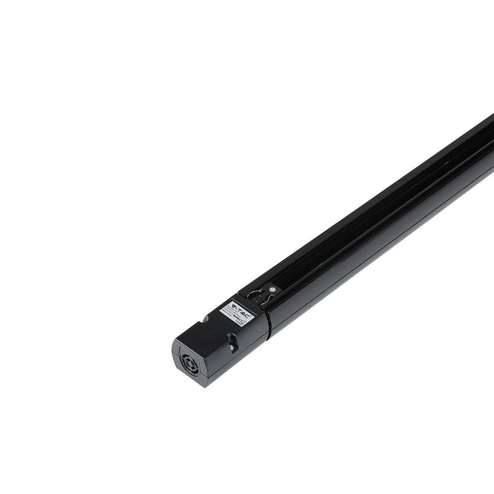 V-Tac Sort 1m 3-faset skinnespotsskinne inkl. tilslutning og endeprop - 230V