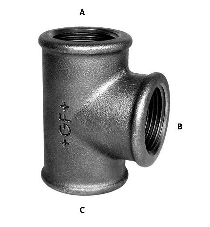 +GF+ T-STYKKE SORT 1X1/2X1